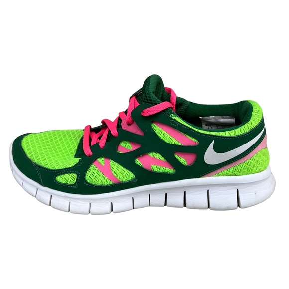 Nike Shoes - Nike Free Run Neon Lime Pink Running Shoes